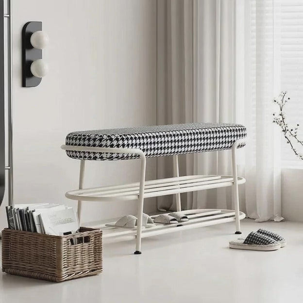 NordSleek Shoe Organizer Stool | Advanced Nordic Design for Entryway & Clothing Store | Multifunctional Furniture Piece