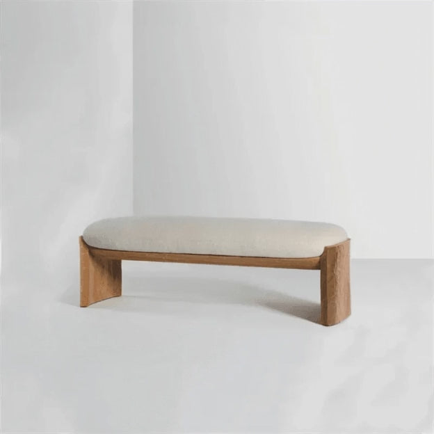 Sova Arc – Nordic Minimalist Solid Wood Bench with Comfort Cushion for Bedroom, Living Room, or Entryway