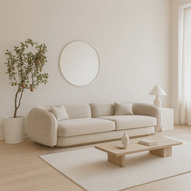 Samara Modern Minimalist Sofa Neutral Upholstered Couch for Living Room