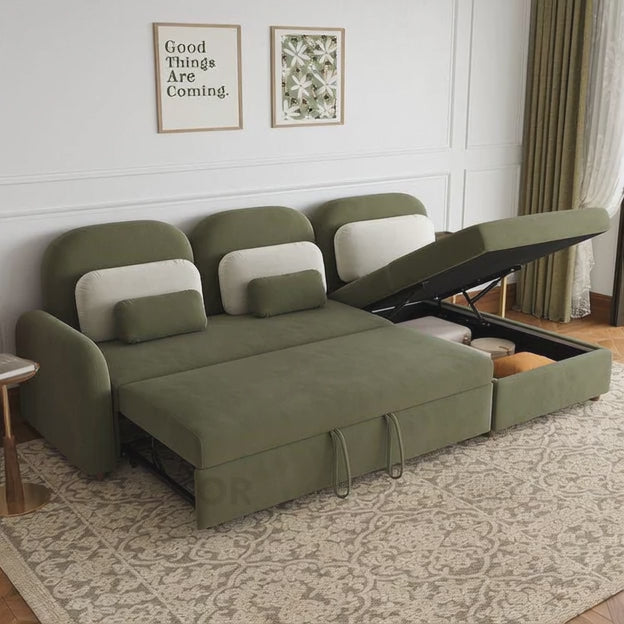 MONZA- Modern L Shaped Convertible Sofa Bed with Storage and Side Table for Living Room