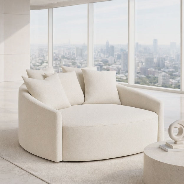 Runa 62" 2-Seater Japandi Curved Loveseat – Oversized Wabi Sabi Style Couch for Living Room