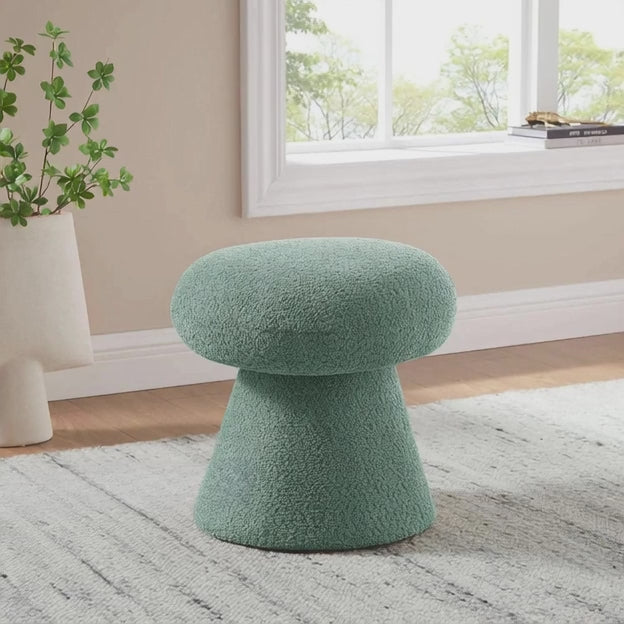 Button Mush- Mushroom Shaped Ottoman Stool Chair -  Boucle Fabric Modern Furniture Design for Living Room Seating