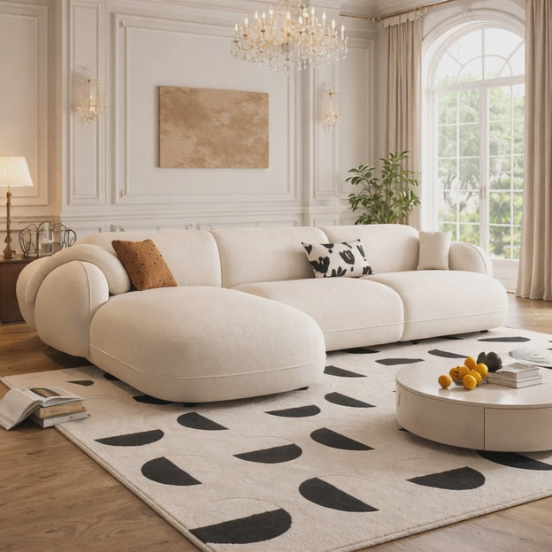 Turin Sofa with Chaise Modern Minimalist Luxury Sectional Sofa for Living Room