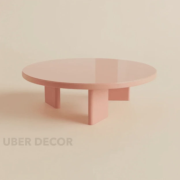 Potomac Modern Round Minimalist Glossy Center Table with Three-Panel Base for Living Room