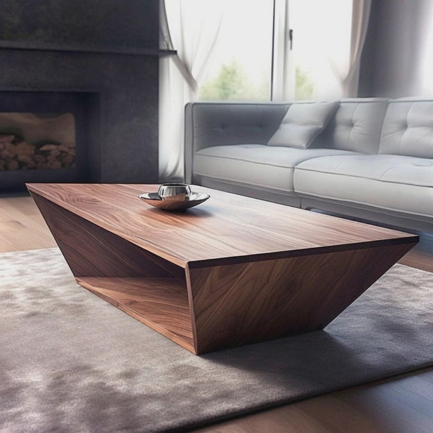 Detroit Modern Geometric Wooden Center Table with Integrated Storage Shelf for Contemporary Living Rooms