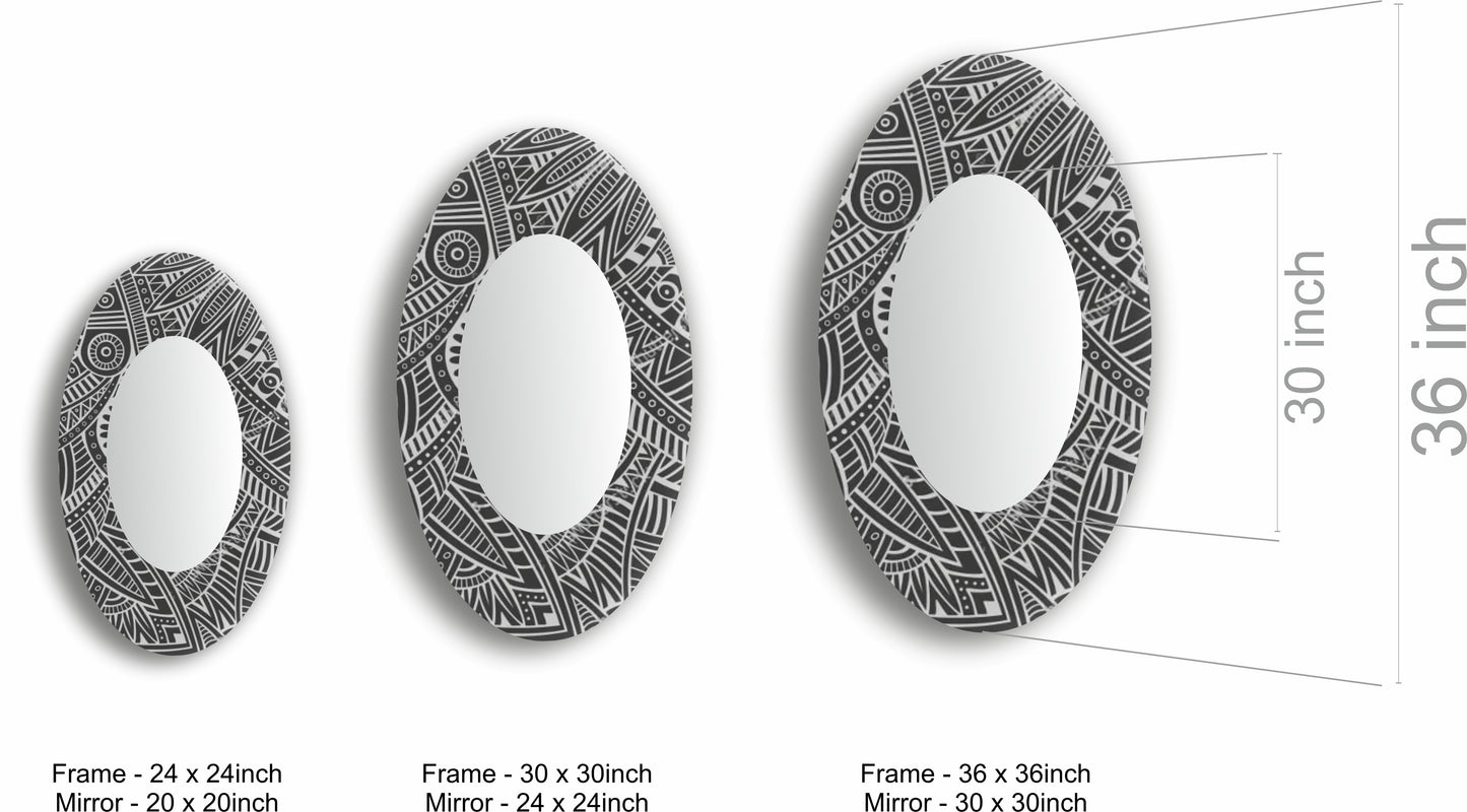 Samira Printed Round Wall Mirror - Tempered Glass Printed Wall Mirror