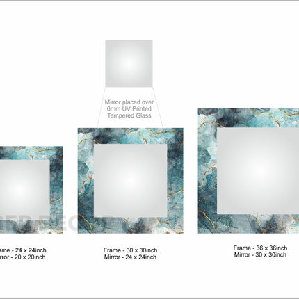 Multicolor Zebra Printed Square Wall Mirror - Tempered Glass Printed Wall Mirror