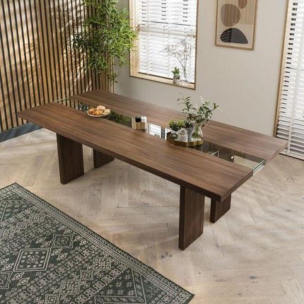 Norwood Rectangular Dining Table Contemporary Mid Century Design Solid Wood Base Made to Order Dining Table for Dining Room and Formal Dining Hall