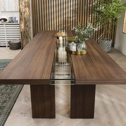 Norwood Rectangular Dining Table Contemporary Mid Century Design Solid Wood Base Made to Order Dining Table for Dining Room and Formal Dining Hall