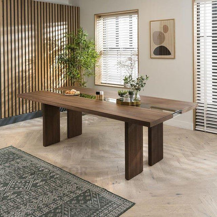 Norwood Rectangular Dining Table Contemporary Mid Century Design Solid Wood Base Made to Order Dining Table for Dining Room and Formal Dining Hall