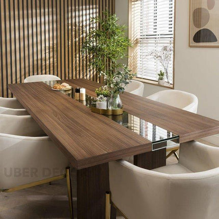 Norwood Rectangular Dining Table Contemporary Mid Century Design Solid Wood Base Made to Order Dining Table for Dining Room and Formal Dining Hall