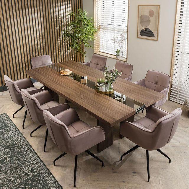 Norwood Rectangular Dining Table Contemporary Mid Century Design Solid Wood Base Made to Order Dining Table for Dining Room and Formal Dining Hall
