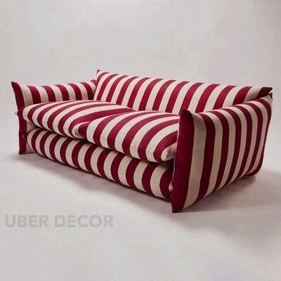 Helsinki Vintage Striped Sofa Modern Retro Accent Couch for Living Room or Lounge