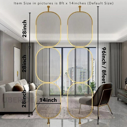 DUORA Stainless Steel Glass Room Divider With Paired Oval Frames For Living Room Lounge And Modern Interior Spaces