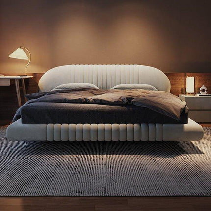 Dusk Aura Floating Bed – Oversized Curved Headboard Platform Bed