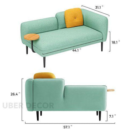 Osaka 62" 2‑Seater Couch with Movable Side Table – Mid‑Century Sofa for Living & Lounge Spaces