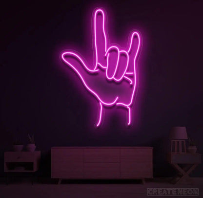 Rock and Roll Hand Neon Sign - Uber Decor