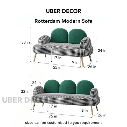 Rotterdam Modern Sofa Contemporary Houndstooth & Soft Backrest Couch for Living Room