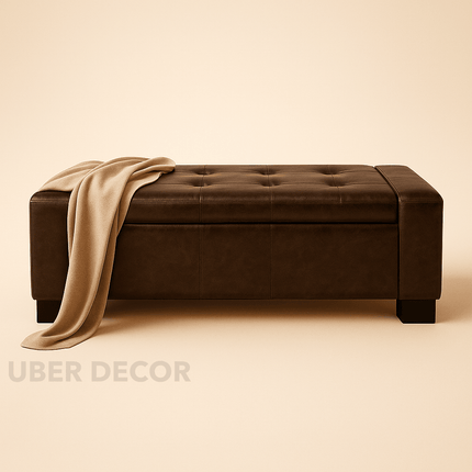 Rowan Rectangular Storage Bench with Lift Top Lid Classic Organizer for Bedrooms, Living Rooms & Entryway Corners - Uber Decor