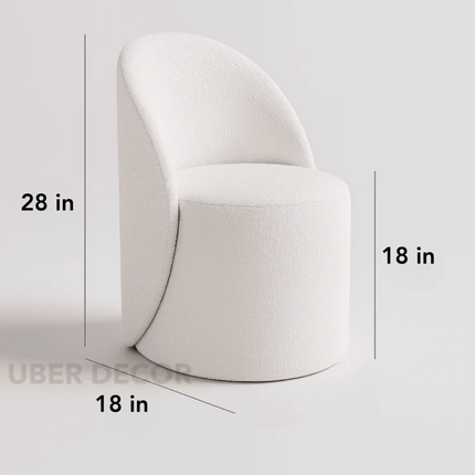 Royal Twirl Swivel Chair- Cute White Backrest Pouffe Chair for Bedroom & Makeup