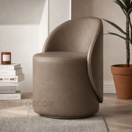 Royal Twirl Swivel Chair- Cute White Backrest Pouffe Chair for Bedroom & Makeup