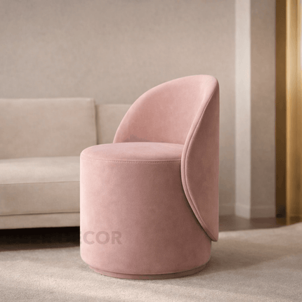 Royal Twirl Swivel Chair- Cute White Backrest Pouffe Chair for Bedroom & Makeup