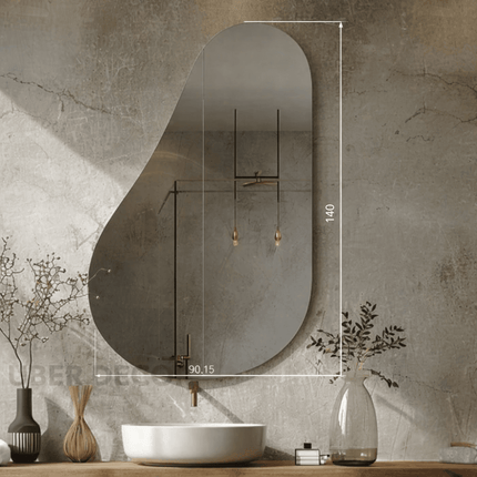 Nivae Frameless HD Mirror – Asymmetrical Wall Mirror for Bathroom, Entryway & Living Room Modern Home Accent for Chic Interiors