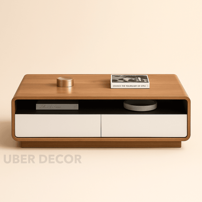 Tavro Edge – Modern Coffee Table, Nordic Inspired with Two-Tone Design TV Unit