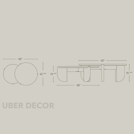 Ob Sculptural Mid Century Japandi Coffee Table with Organic Round Solid Wood Top and Cylindrical Legs for Living Room - Uber Decor