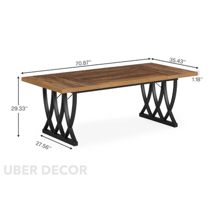 Ironwood Rustic Modern Dining Table – Custom Solid Wood Top with Metal Base for Dining Room or Formal Hall