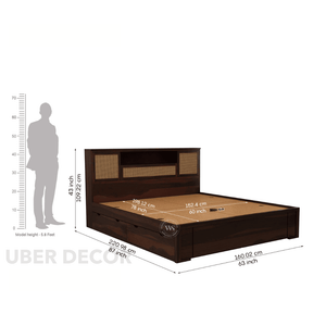 CaneHaven Japandi Rattan Panel Platform Bed for Modern Indian Homes - Uber Decor