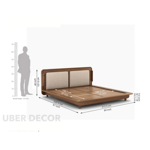 SheeshamNest Contemporary Modern Upholstered Platform Customisable Bed for Minimalist Bedroom - Uber Decor
