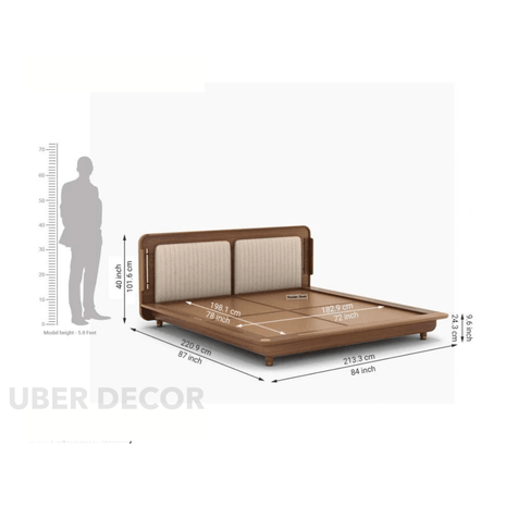 SheeshamNest Contemporary Modern Upholstered Platform Customisable Bed for Minimalist Bedroom - Uber Decor