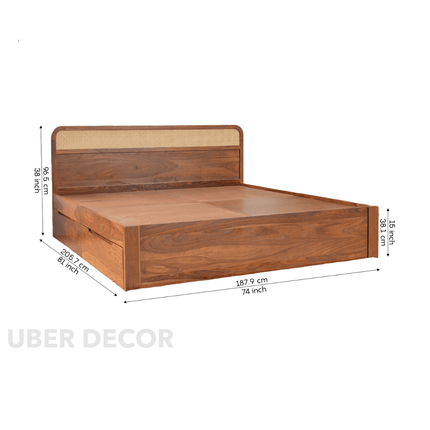 TeakCrest Modern Rattan Storage Platform Customisable Bed for Guest Rooms