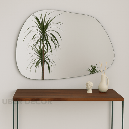 Irregular Charm Asymmetric Blob Shaped Irregular Frameless Wavy Mirror for Wall Decor, Bathroom or Living Room
