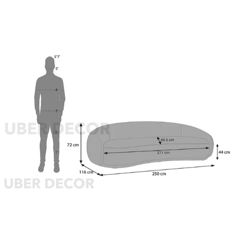 Santiago Serenity Sofa - Contemporary & Boho Style - Curved Couch - For Living Room - Uber Decor