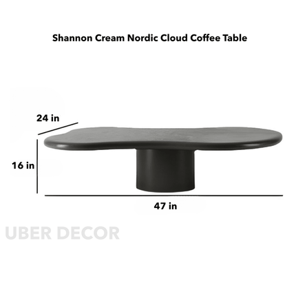 Shannon Cream Nordic Cloud Coffee Table – Sculptural Solid Wood Top in Cream Finish – Minimalist Statement Table for Living Rooms and Lounges