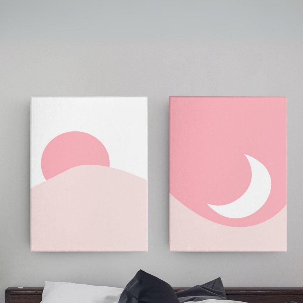 Soleil et Lune Rose - Sun and Moon Pink Abstract Wall Art - Uber Decor