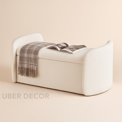 Sophie Curved 2-in-1 Storage Bench with Flip Top Seat Minimalist End-of-Bed Organizer for Bedroom & Entryway Spaces - Uber Decor