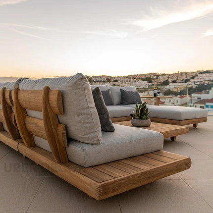 Nairobi Sectional Sofa with Chaise Modern Japandi Solid Wood Frame Sofa