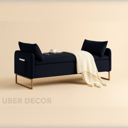 Norelle Contemporary Luxe Flip Top Storage Bench – Modern American-Inspired King Bed Companion for Bedroom & Lounge - Uber Decor