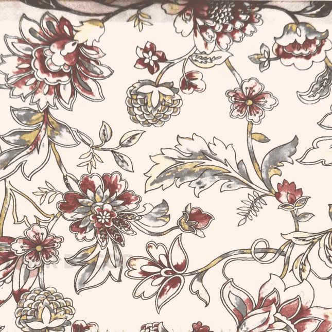Articaro- Printed Suede Upholstery Fabric- Floral Antique Blossom Vine
