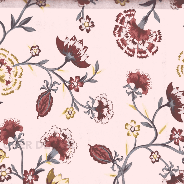 Articaro- Printed Suede Upholstery Fabric- Floral Blossom Trail Vintage