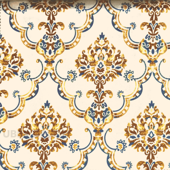 Articaro- Printed Suede Upholstery Fabric- Imperial Gold Damask