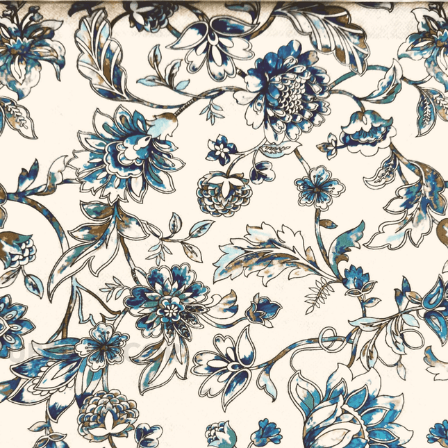 Articaro- Printed Suede Upholstery Fabric- Floral Azure Blossom Tapestry