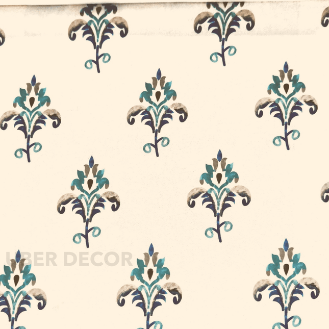 Articaro- Printed Suede Upholstery Fabric- Teal Emblem Damask