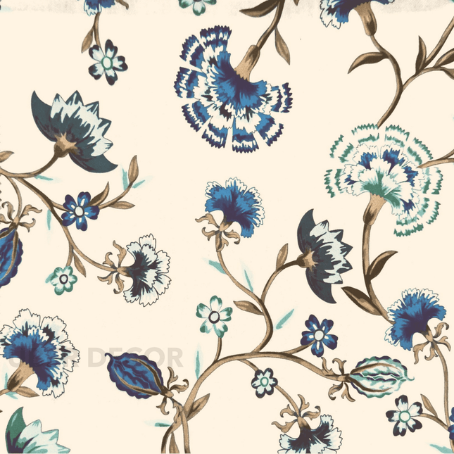Articaro- Printed Suede Upholstery Fabric- Floral Ocean Breeze Bloom