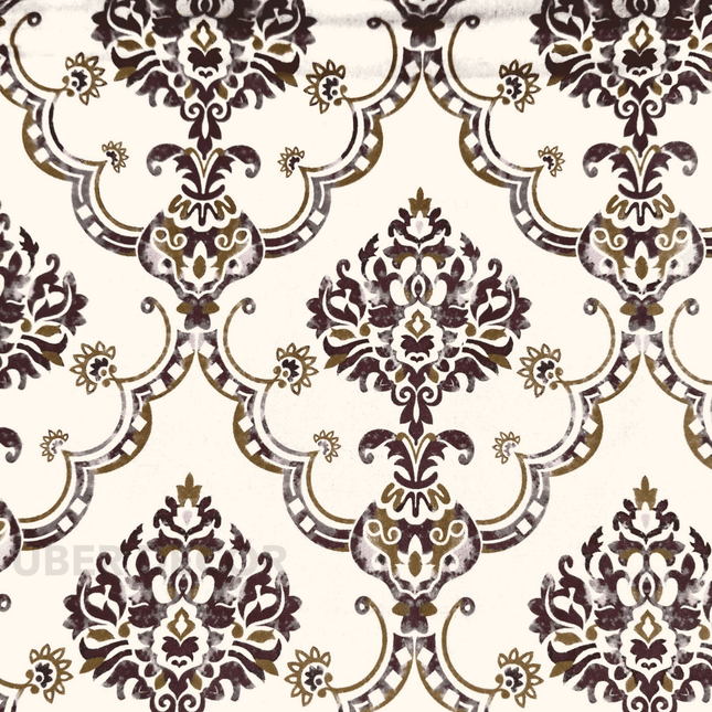 Articaro- Printed Suede Upholstery Fabric- Plum Elegance Damask