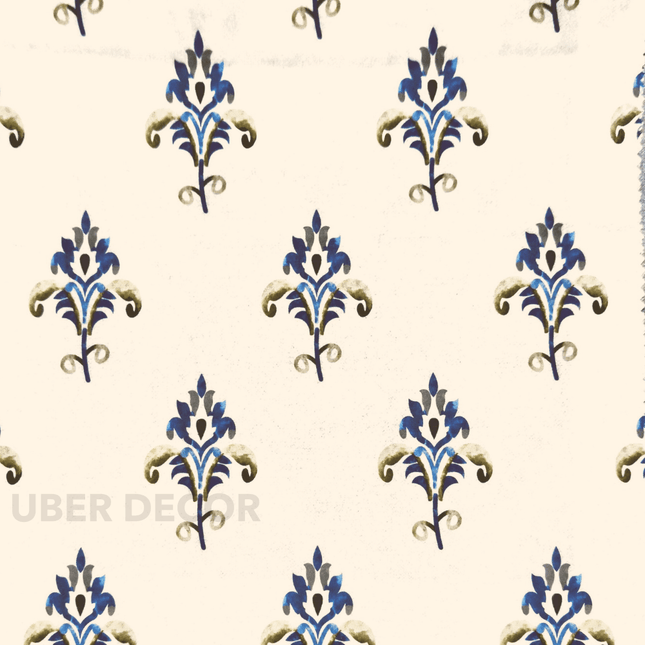 Articaro- Printed Suede Upholstery Fabric- Royal Sapphire Emblem