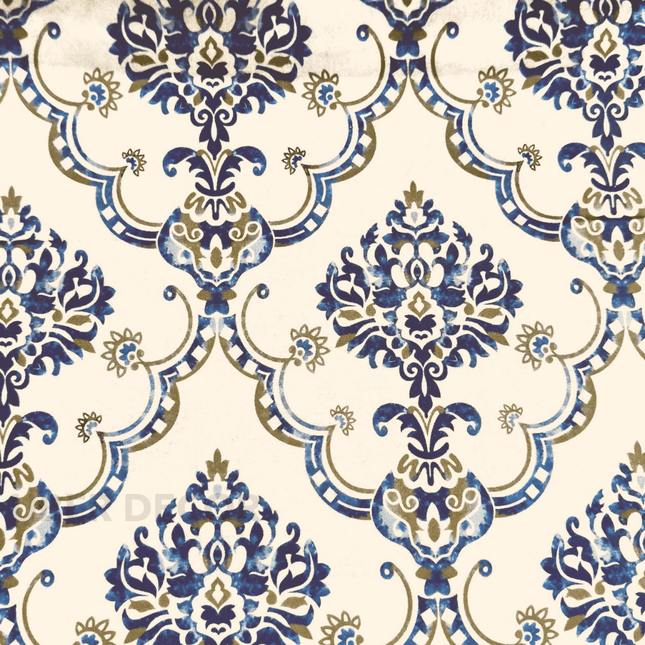 Articaro- Printed Suede Upholstery Fabric- Sapphire Regal Damask